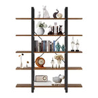 Bibliothèque 5 niveaux de 120 cm de long en panneaux E1 écologiques, design moderne et épuré.