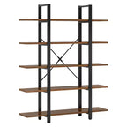 Bibliothèque 5 niveaux de 120 cm de long en panneaux E1 écologiques, design moderne et épuré.