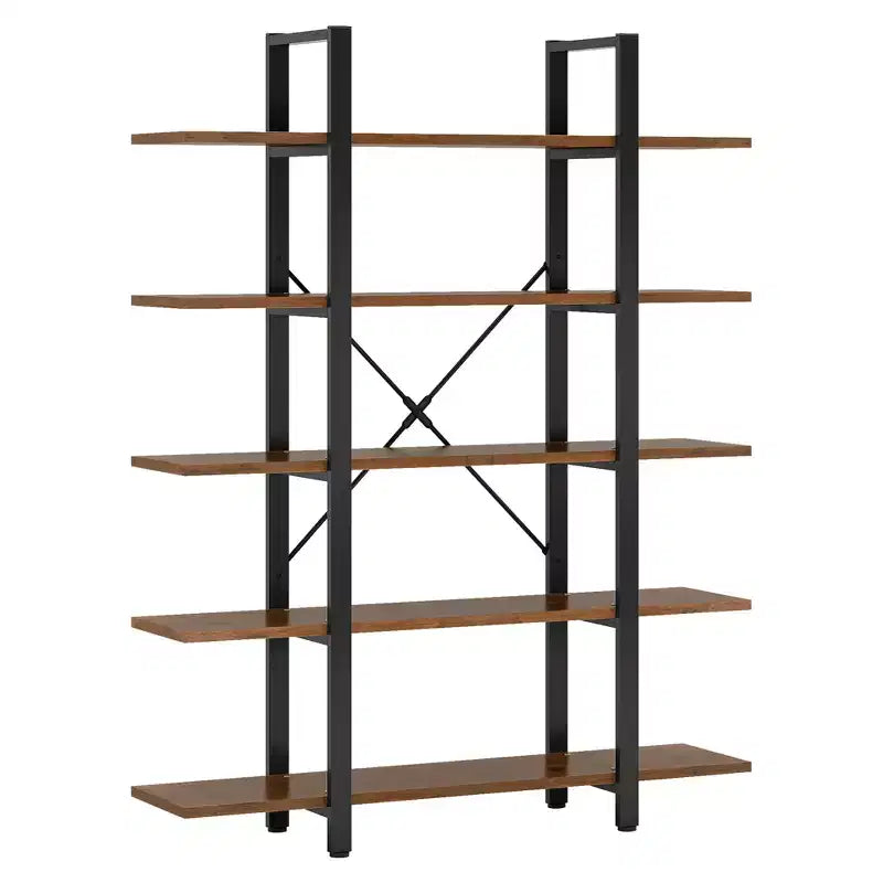Bibliothèque 5 niveaux de 120 cm de long en panneaux E1 écologiques, design moderne et épuré.