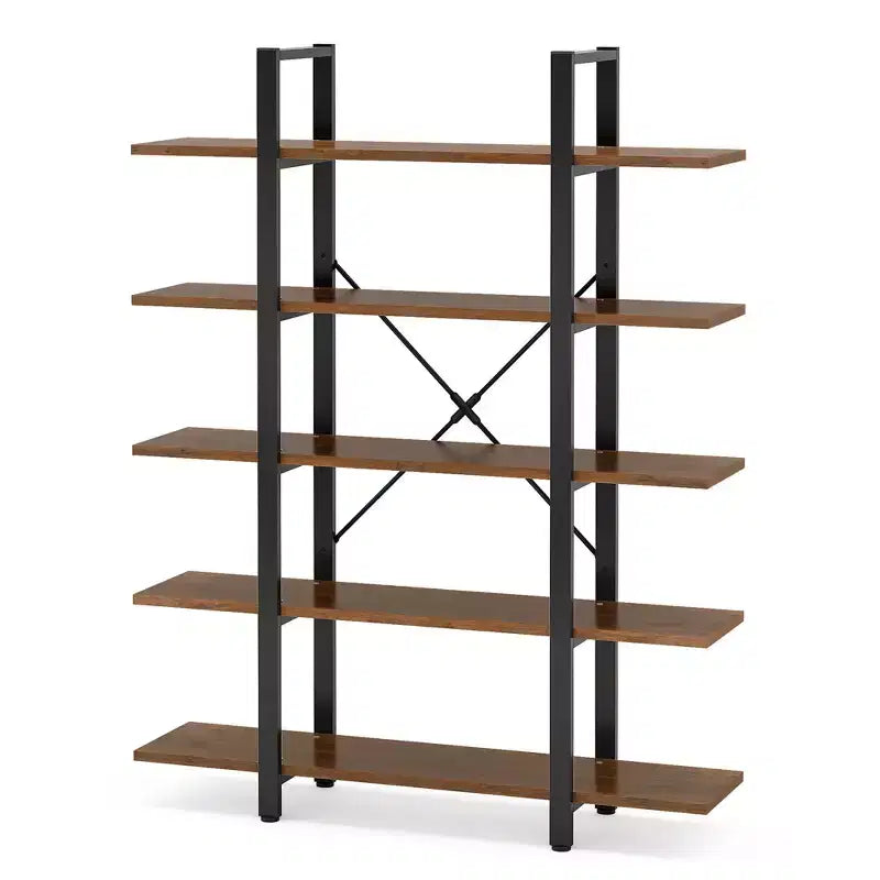 Bibliothèque 5 niveaux de 120 cm de long en panneaux E1 écologiques, design moderne et épuré.