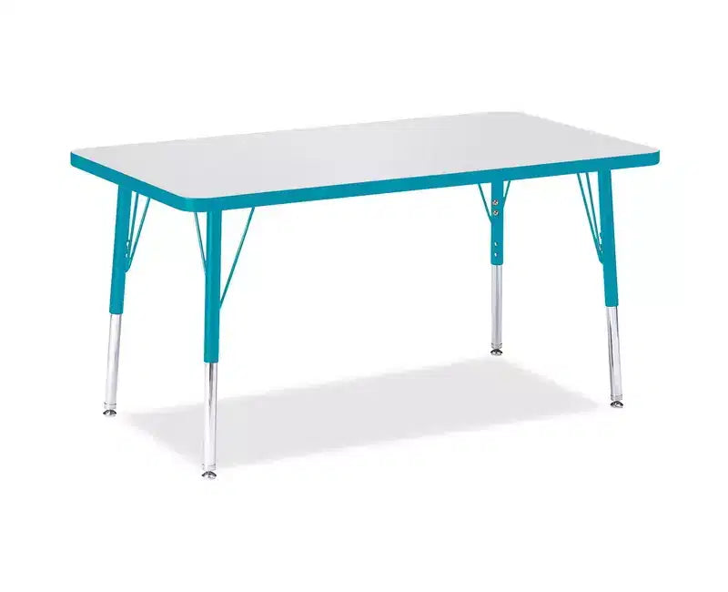 Baies Élémentaire Hauteur Couleur Bord Table Rectangle (24 x 36) en Bleu