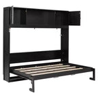Lit escamotable grand format avec accents en X et armoires de rangement rustiques
