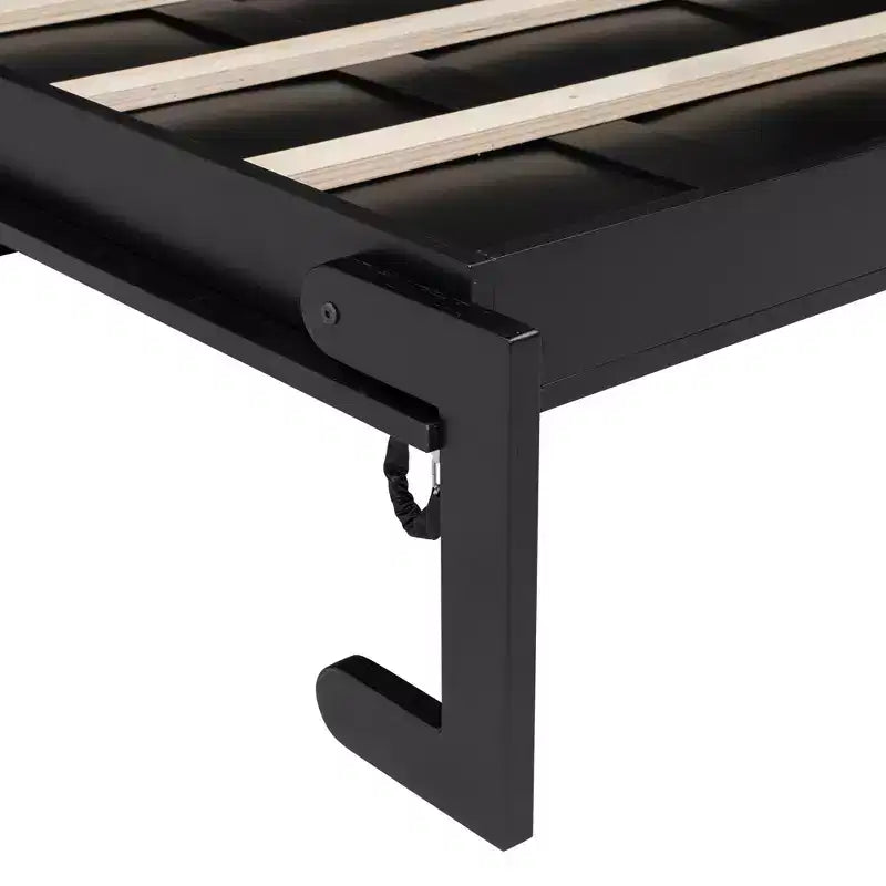 Lit escamotable grand format avec accents en X et armoires de rangement rustiques