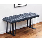 Banc de salle à manger capitonné en similicuir gris foncé et noir 47