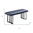 Banc de salle à manger capitonné en similicuir gris foncé et noir 47