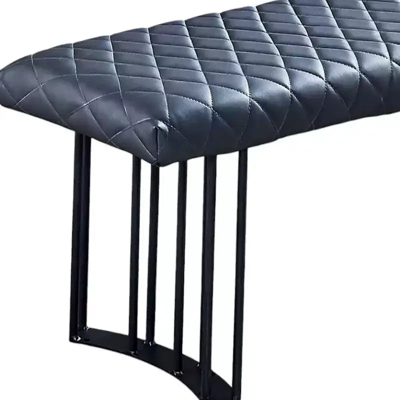 Banc de salle à manger capitonné en similicuir gris foncé et noir 47