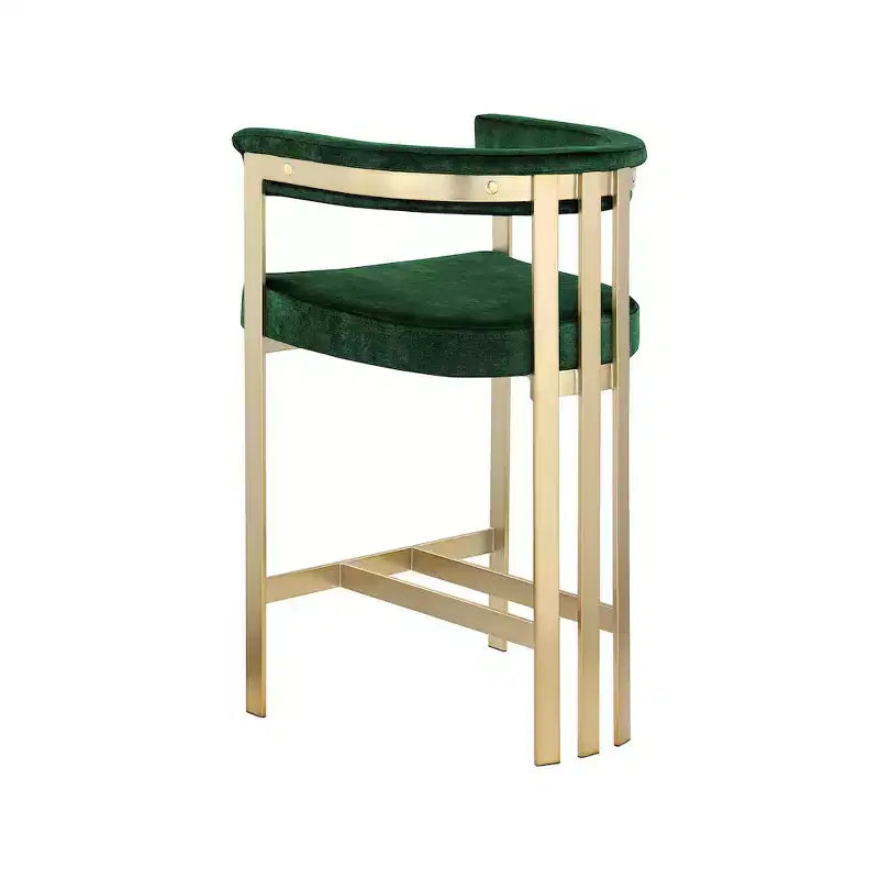 Tabouret de comptoir Marcello en velours vert, lot de 2