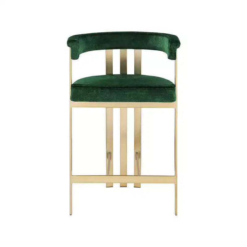 Tabouret de comptoir Marcello en velours vert, lot de 2