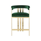 Tabouret de comptoir Marcello en velours vert, lot de 2