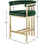 Tabouret de comptoir Marcello en velours vert, lot de 2
