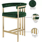 Tabouret de comptoir Marcello en velours vert, lot de 2