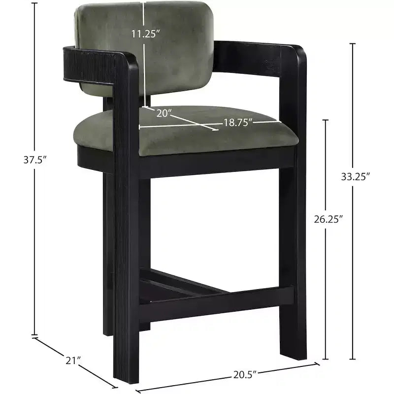 Tabouret Sacha en velours vert