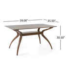 Table à manger rectangulaire en bois moderne Salli Mid Century