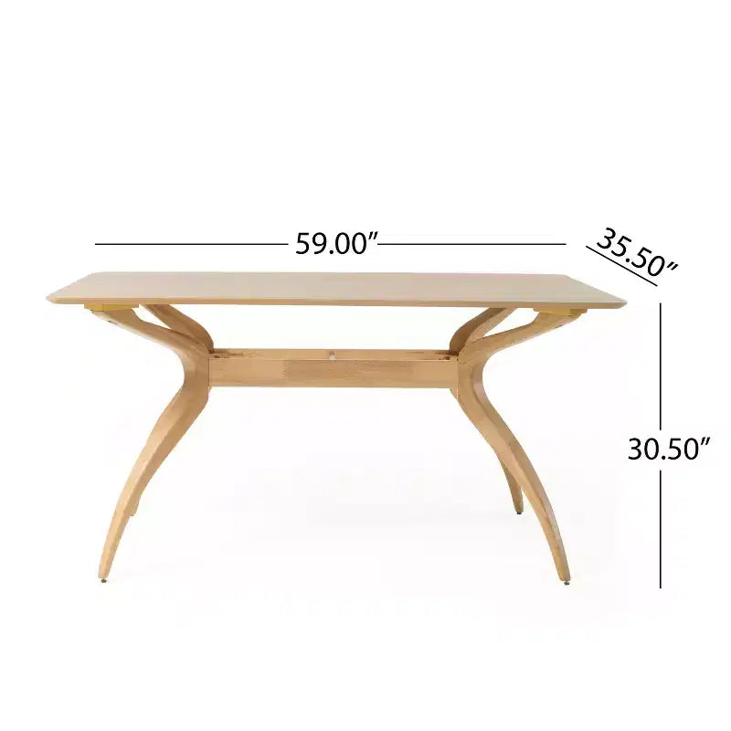 Table à manger rectangulaire en bois moderne Salli Mid Century