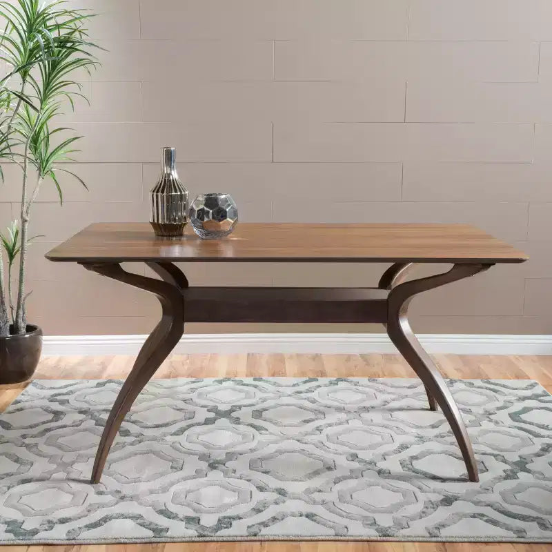 Table à manger rectangulaire en bois moderne Salli Mid Century