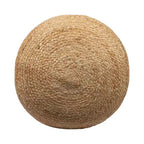 Pouf ottoman cylindrique rayé en mélange de jute naturel et gris, 18 pouces