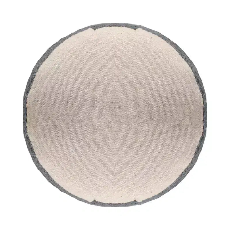 Pouf ottoman cylindrique rayé en mélange de jute naturel et gris, 18 pouces