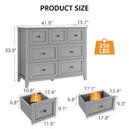 Commode à 7 tiroirs, meuble de rangement en bois avec grand espace de rangement pour chambre, salon, entrée