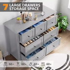 Commode à 7 tiroirs, meuble de rangement en bois avec grand espace de rangement pour chambre, salon, entrée