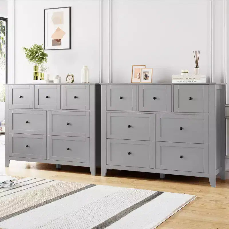 Commode à 7 tiroirs, meuble de rangement en bois avec grand espace de rangement pour chambre, salon, entrée