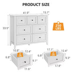 Commode à 7 tiroirs, meuble de rangement en bois avec grand espace de rangement pour chambre, salon, entrée