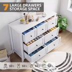 Commode à 7 tiroirs, meuble de rangement en bois avec grand espace de rangement pour chambre, salon, entrée