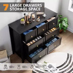 Commode à 7 tiroirs, meuble de rangement en bois avec grand espace de rangement pour chambre, salon, entrée