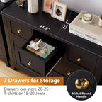 Commode à 7 tiroirs, meuble de rangement en bois avec grand espace de rangement pour chambre, salon, entrée