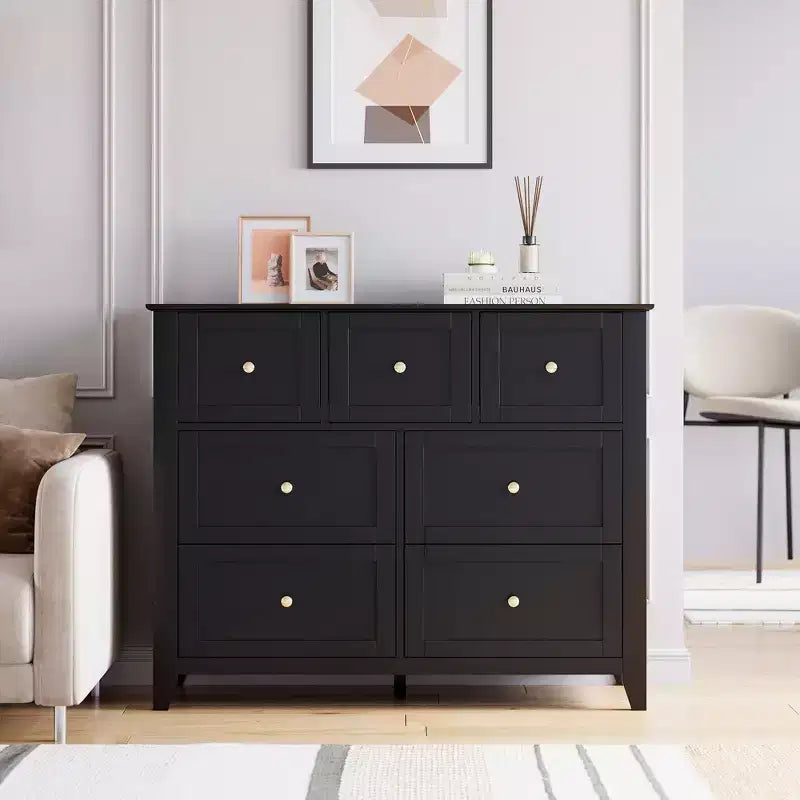 Commode à 7 tiroirs, meuble de rangement en bois avec grand espace de rangement pour chambre, salon, entrée