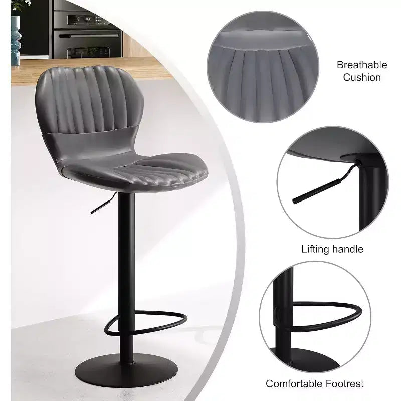 4 tabourets de bar pivotants réglables, chaises modernes à dossier haut de hauteur comptoir avec sièges rembourrés, tabourets de cuisine rembourrés