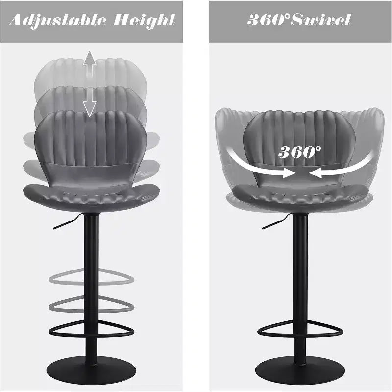 4 tabourets de bar pivotants réglables, chaises modernes à dossier haut de hauteur comptoir avec sièges rembourrés, tabourets de cuisine rembourrés