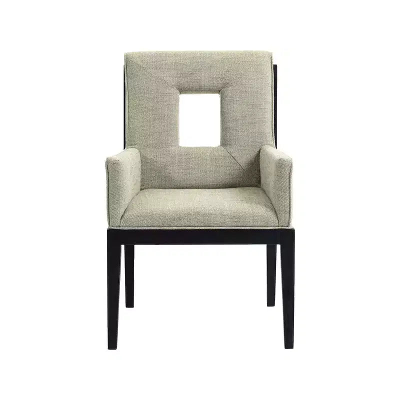 Chaise de salle à manger avec accoudoirs en tissu texturé lin Gwendolyn