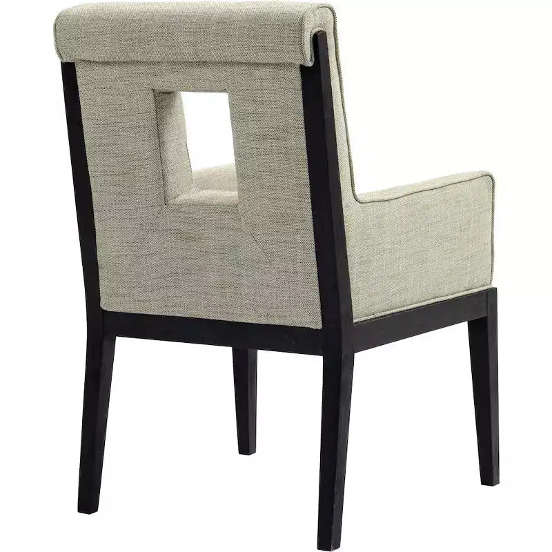 Chaise de salle à manger avec accoudoirs en tissu texturé lin Gwendolyn