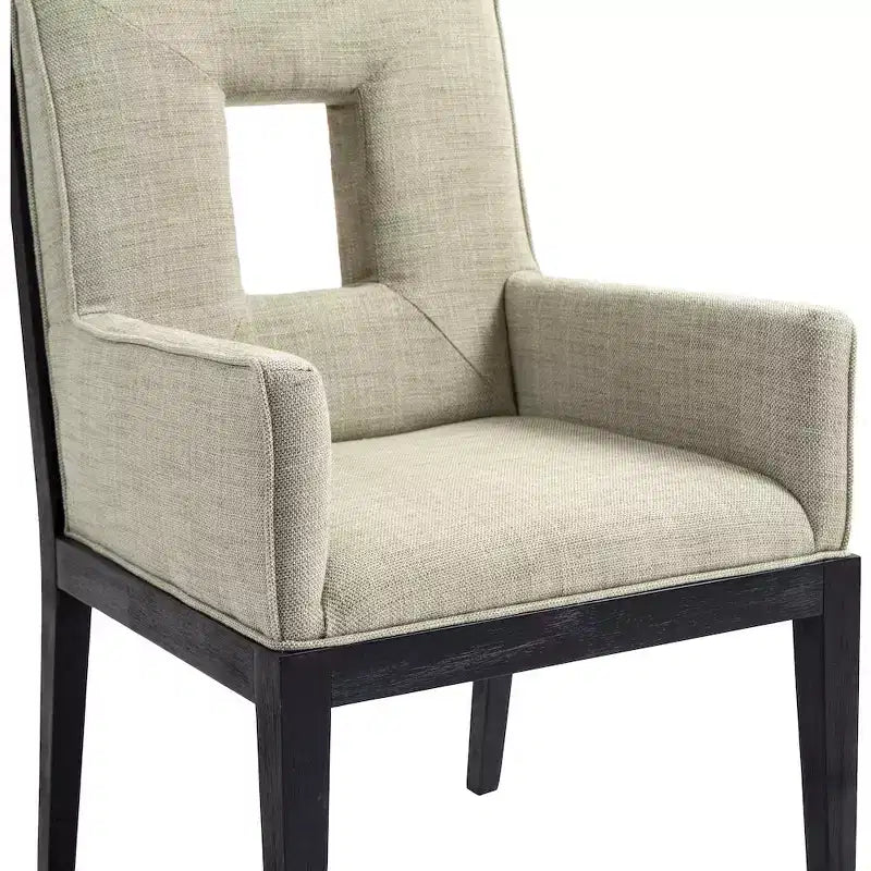 Chaise de salle à manger avec accoudoirs en tissu texturé lin Gwendolyn