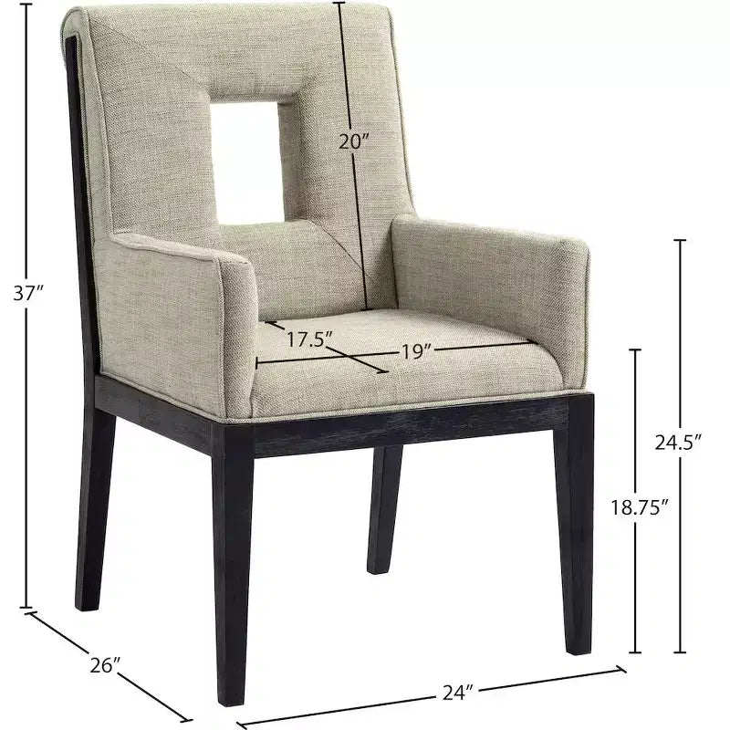 Chaise de salle à manger avec accoudoirs en tissu texturé lin Gwendolyn