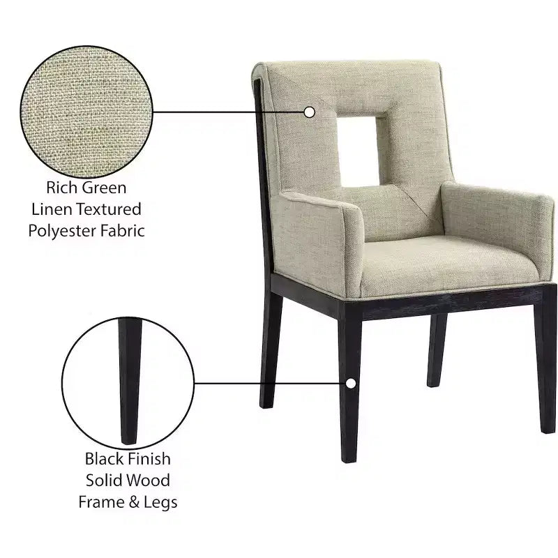 Chaise de salle à manger avec accoudoirs en tissu texturé lin Gwendolyn
