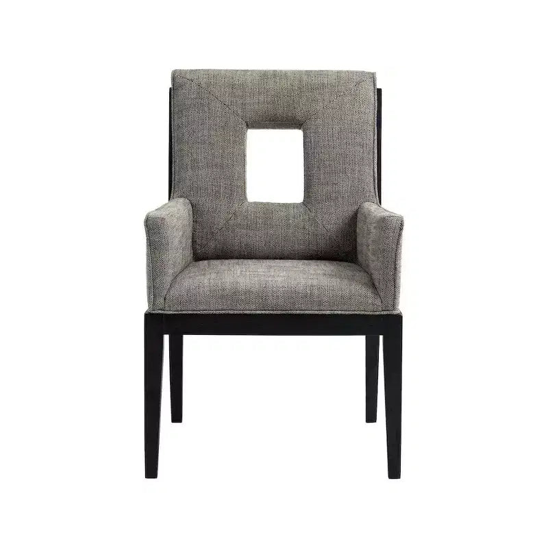 Chaise de salle à manger avec accoudoirs en tissu texturé lin Gwendolyn