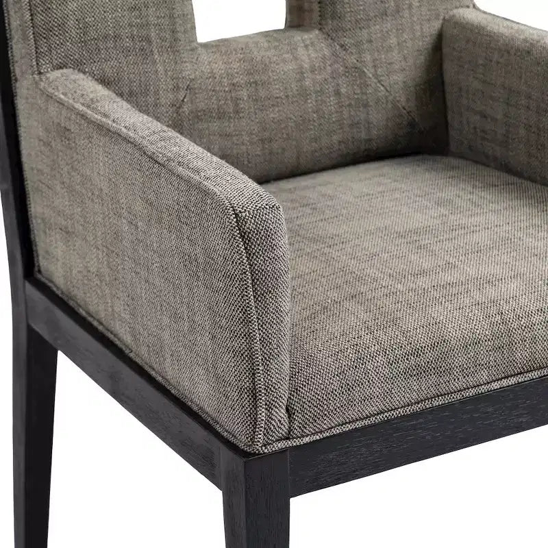 Chaise de salle à manger avec accoudoirs en tissu texturé lin Gwendolyn