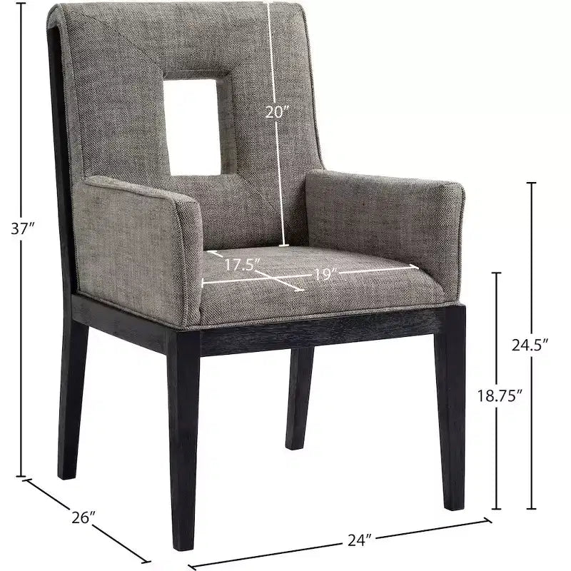 Chaise de salle à manger avec accoudoirs en tissu texturé lin Gwendolyn
