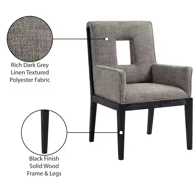 Chaise de salle à manger avec accoudoirs en tissu texturé lin Gwendolyn