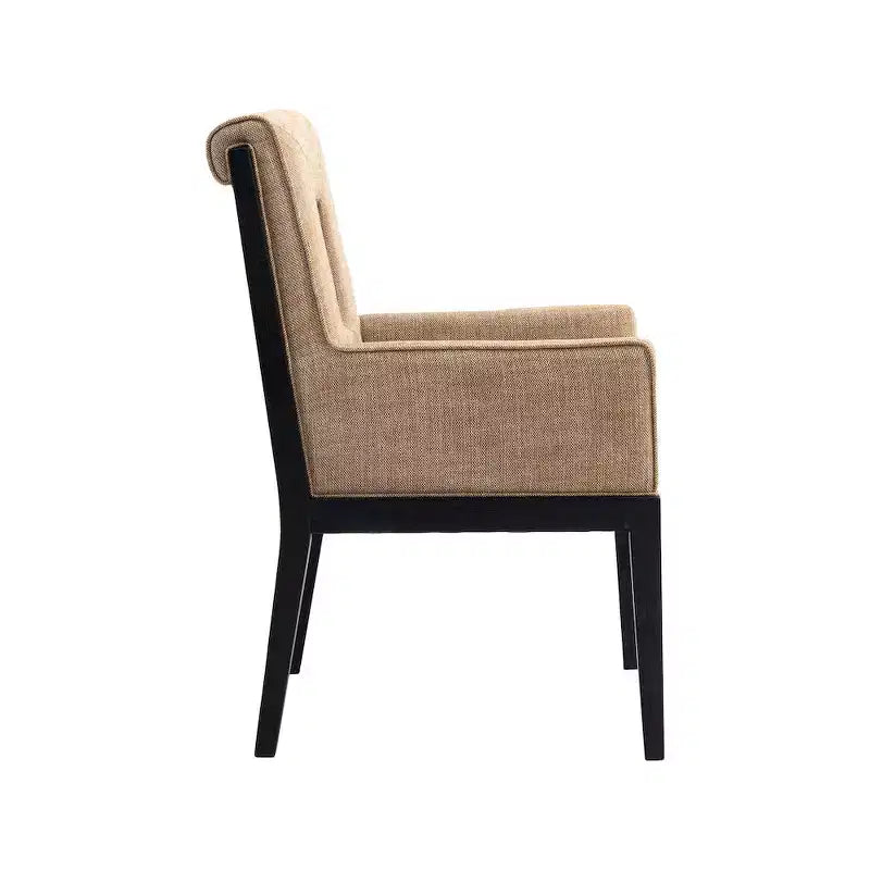 Chaise de salle à manger avec accoudoirs en tissu texturé lin Gwendolyn
