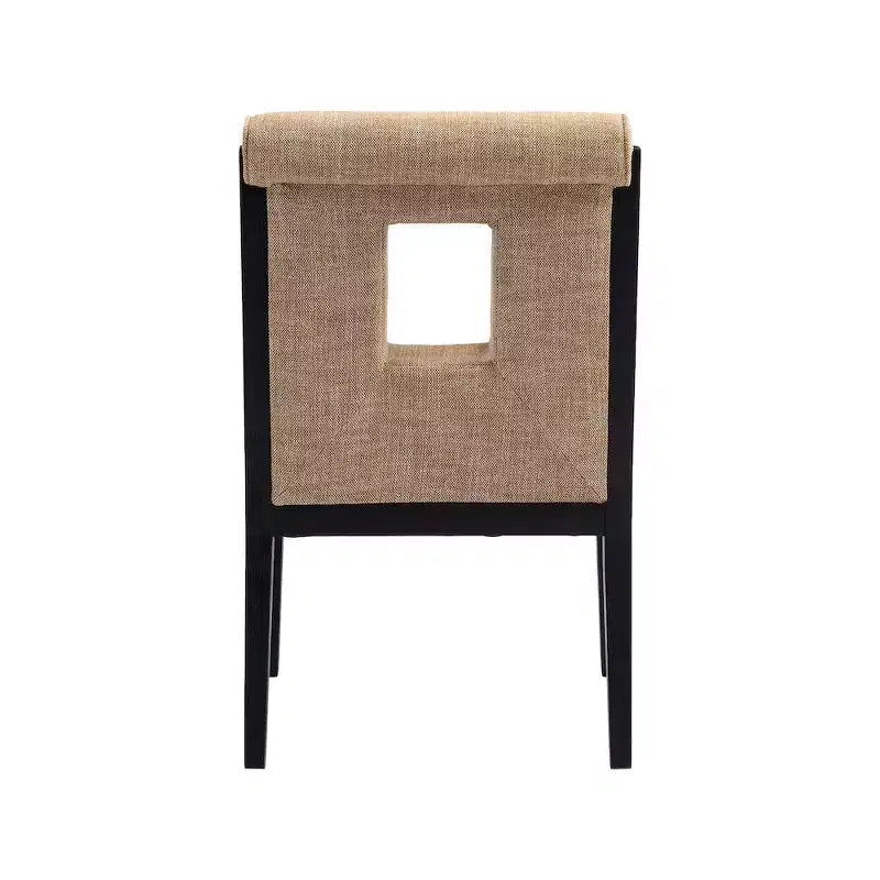Chaise de salle à manger avec accoudoirs en tissu texturé lin Gwendolyn