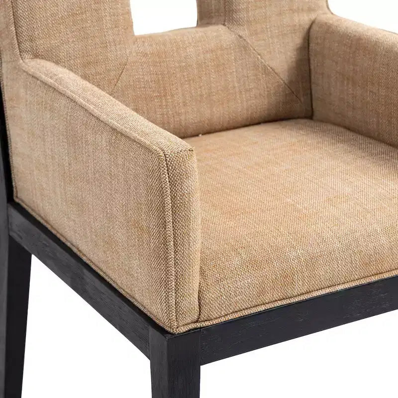 Chaise de salle à manger avec accoudoirs en tissu texturé lin Gwendolyn