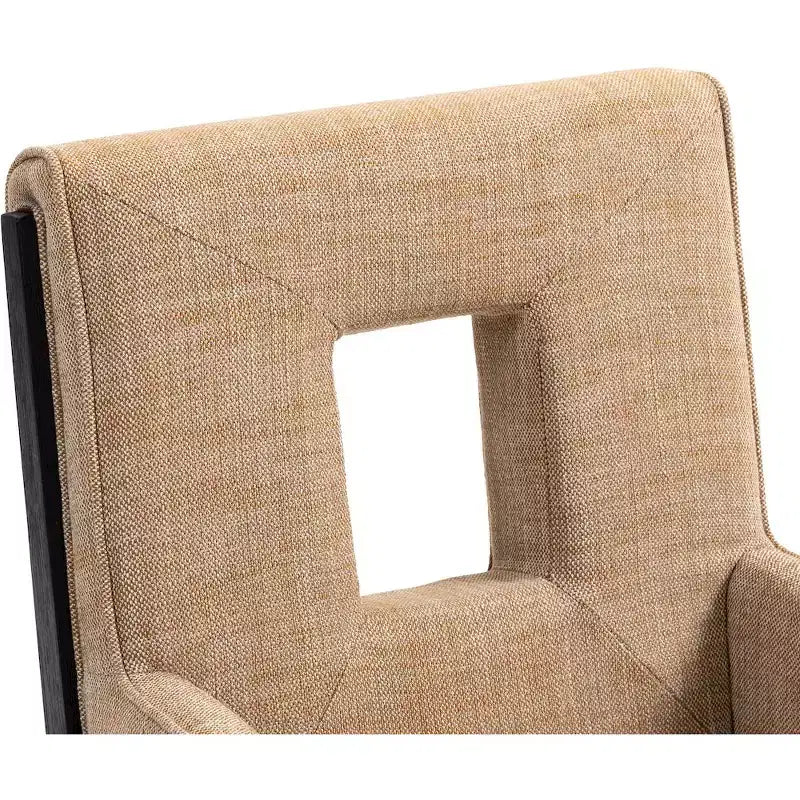 Chaise de salle à manger avec accoudoirs en tissu texturé lin Gwendolyn