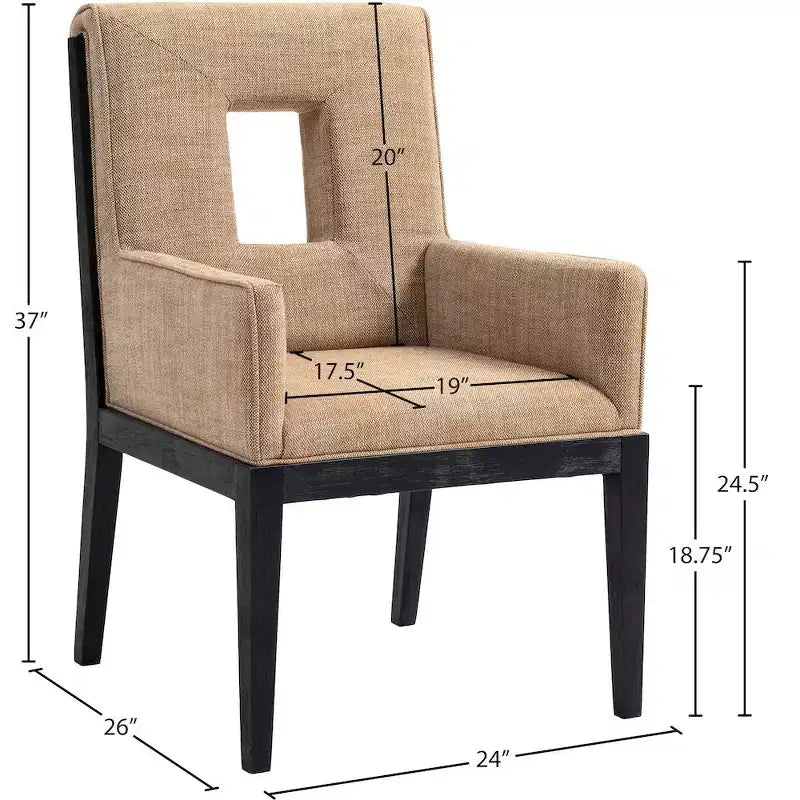 Chaise de salle à manger avec accoudoirs en tissu texturé lin Gwendolyn