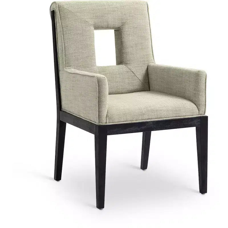 Chaise de salle à manger avec accoudoirs en tissu texturé lin Gwendolyn