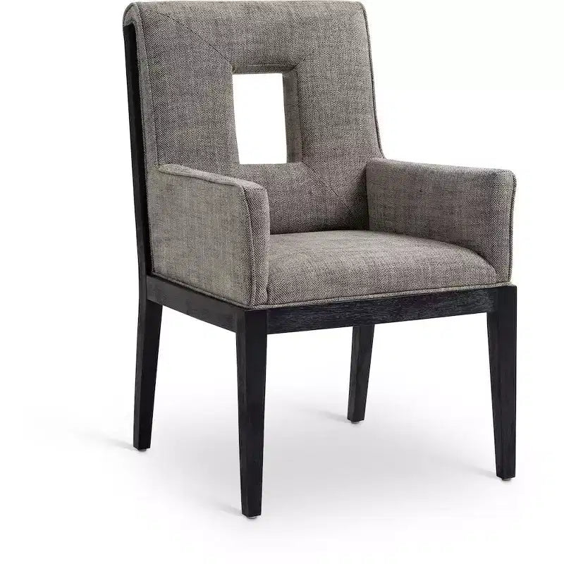 Chaise de salle à manger avec accoudoirs en tissu texturé lin Gwendolyn
