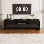 Famapy Modern Black TV Stand with Ambient Lighting: Sleek Design, Storage & Ambient Glow  Elevate Living Rooms Entertainment Center Media Console