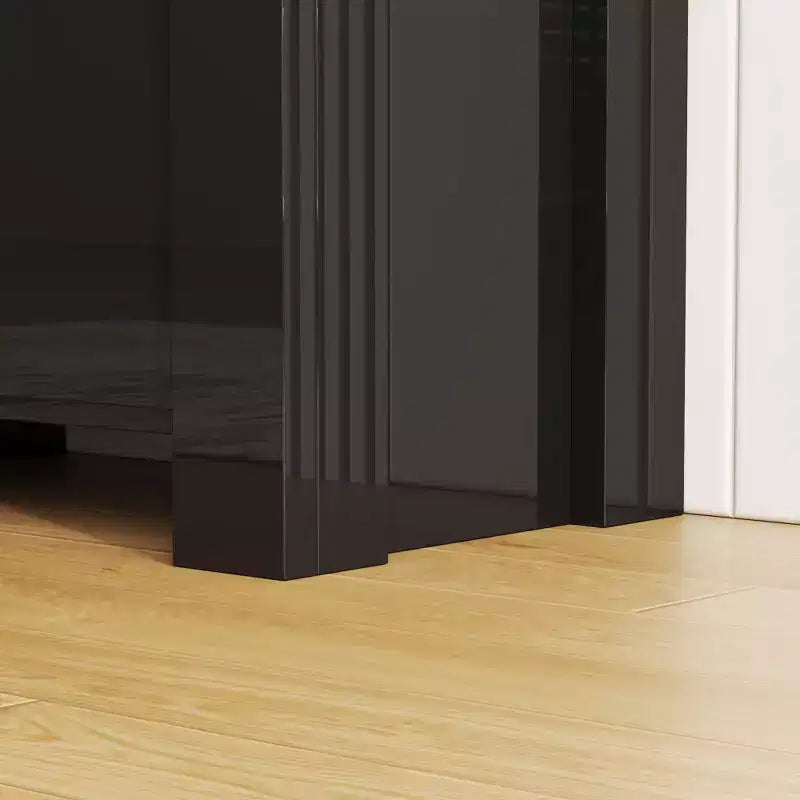Meuble TV noir moderne avec éclairage d'ambiance : design épuré, rangement et lumière d'ambiance pour salons, centre de divertissement, console média