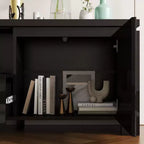 Meuble TV noir moderne avec éclairage d'ambiance : design épuré, rangement et lumière d'ambiance pour salons, centre de divertissement, console média